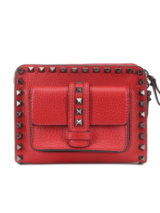 Valentino Handbags - NWT VALENTINO ROCKSTUD Red Leather Crossbody Camera Bag Gunmetal Studded RARE!